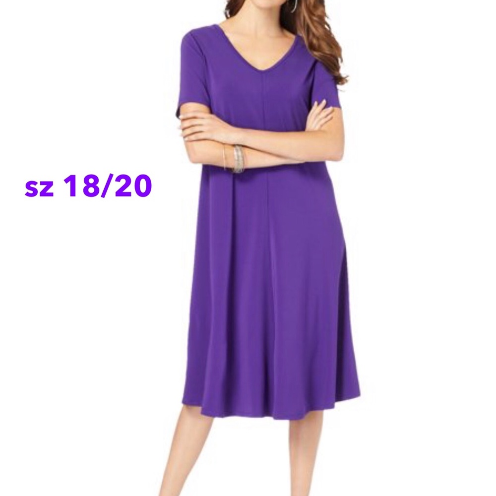 New Roamans Purple Ultrasmooth Fabric Swing Dress Gem